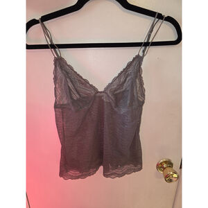 90s Y2K CK Calvin Klein Lace Sheer Camisole Gray Size Large Vintage